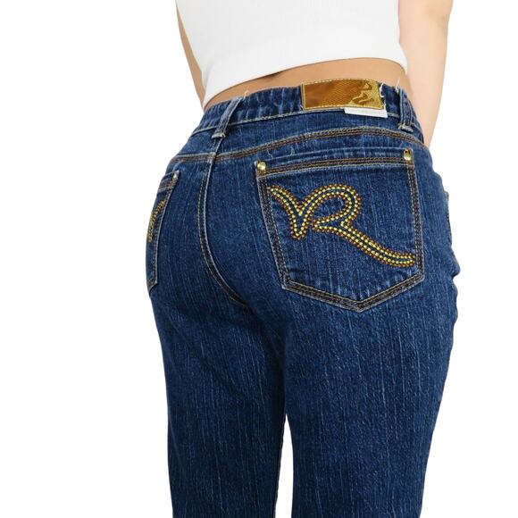 2000s Y2k Rocawear Low Rise Dark Wash Flared Jeans Waist 30" - Picture 9 of 9